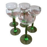 Set of 5 stemmed white wine glasses from Alsace
