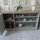 Furniture, vintage bookcase re-enchanted in verdigris, wooden top.