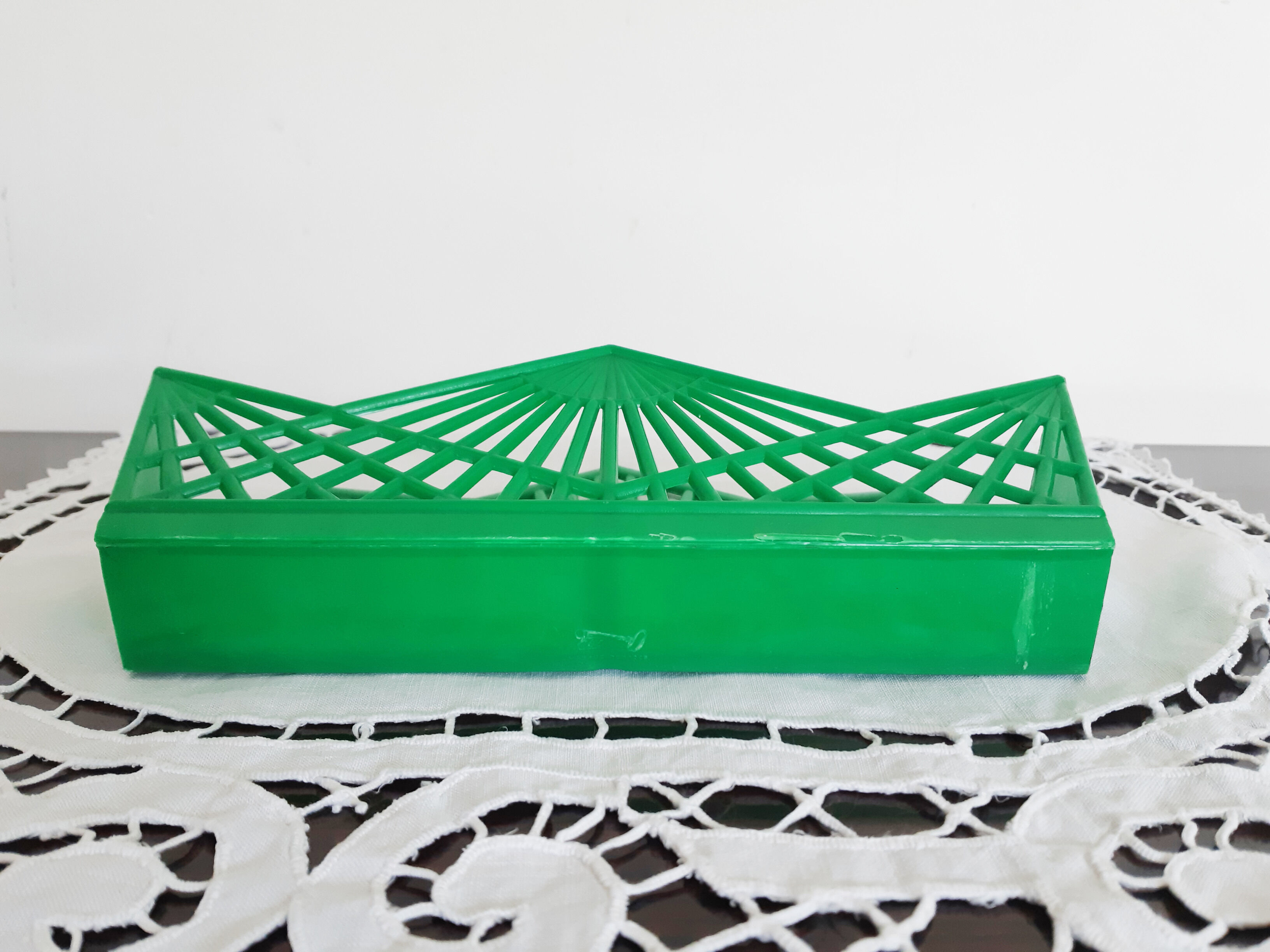 Vintage green plastic mail rack, 50s