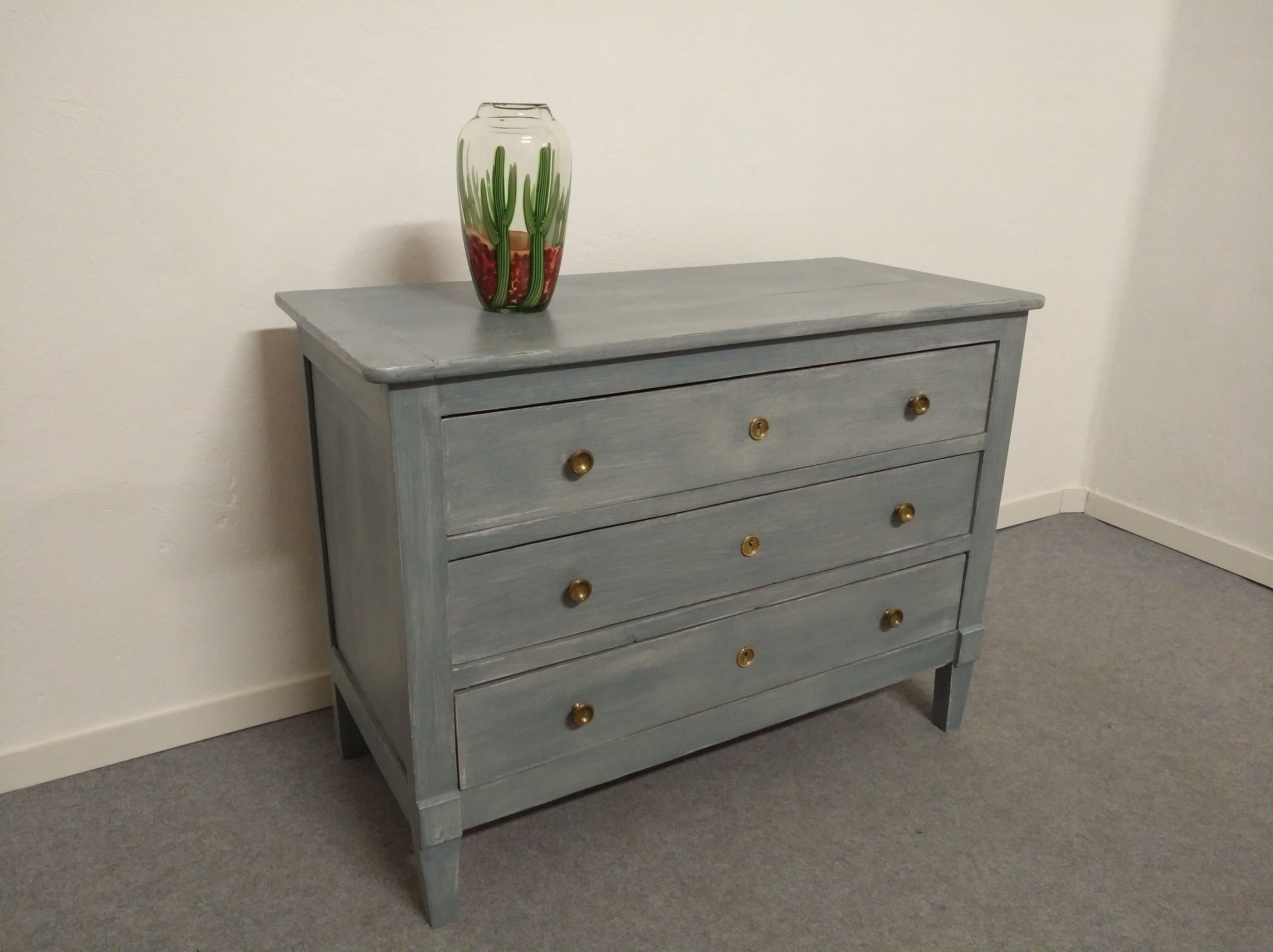 Chest of drawers blue/grey lasured board