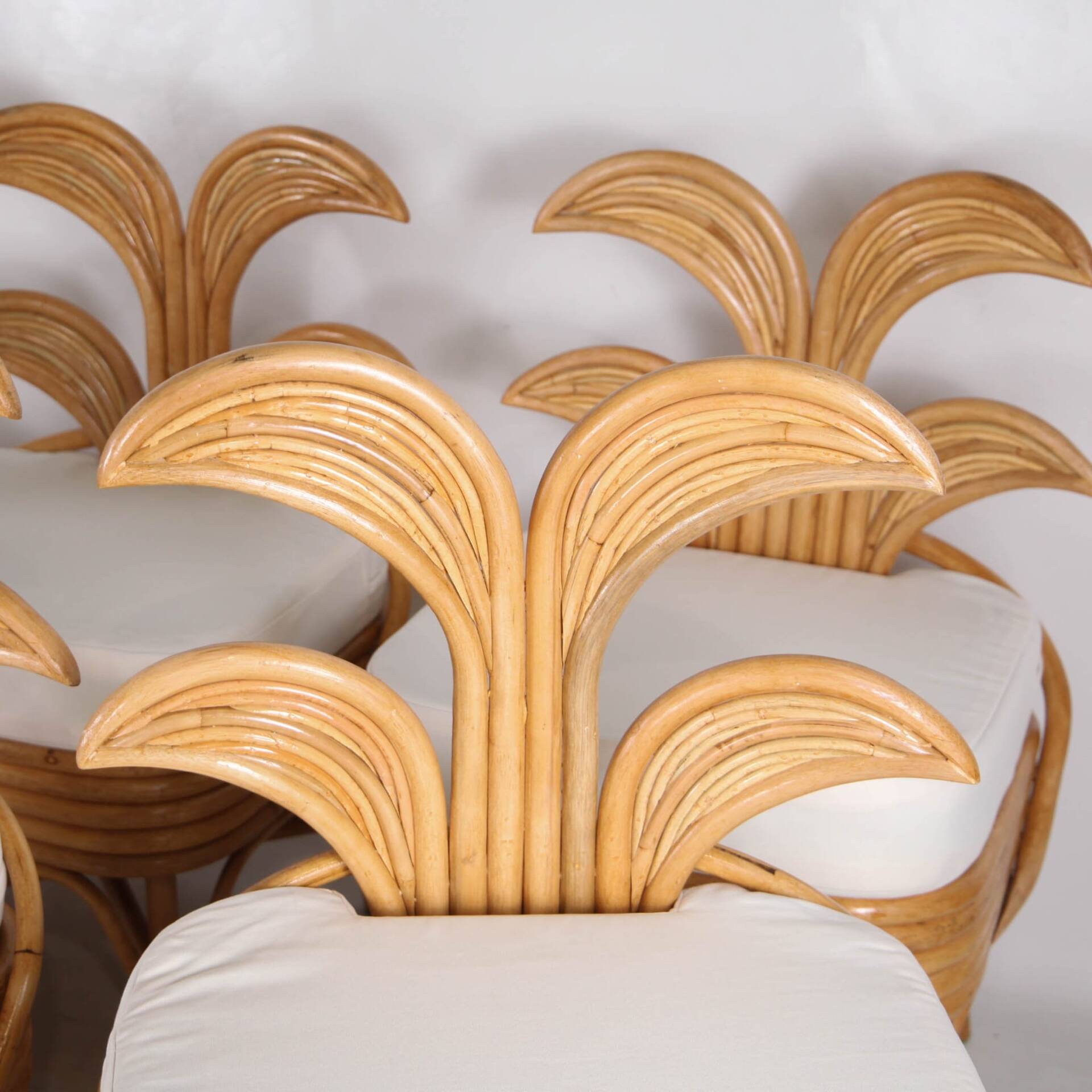 Set of 6 rattan chairs "palm tree"