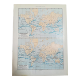 Ancienne carte des courants marins de 1928