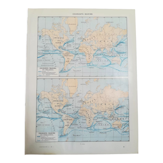 Ancienne carte des courants marins de 1928