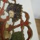 Vintage Brass Pedestal Bowl: Floral Motif, Red Blue Green Painted
