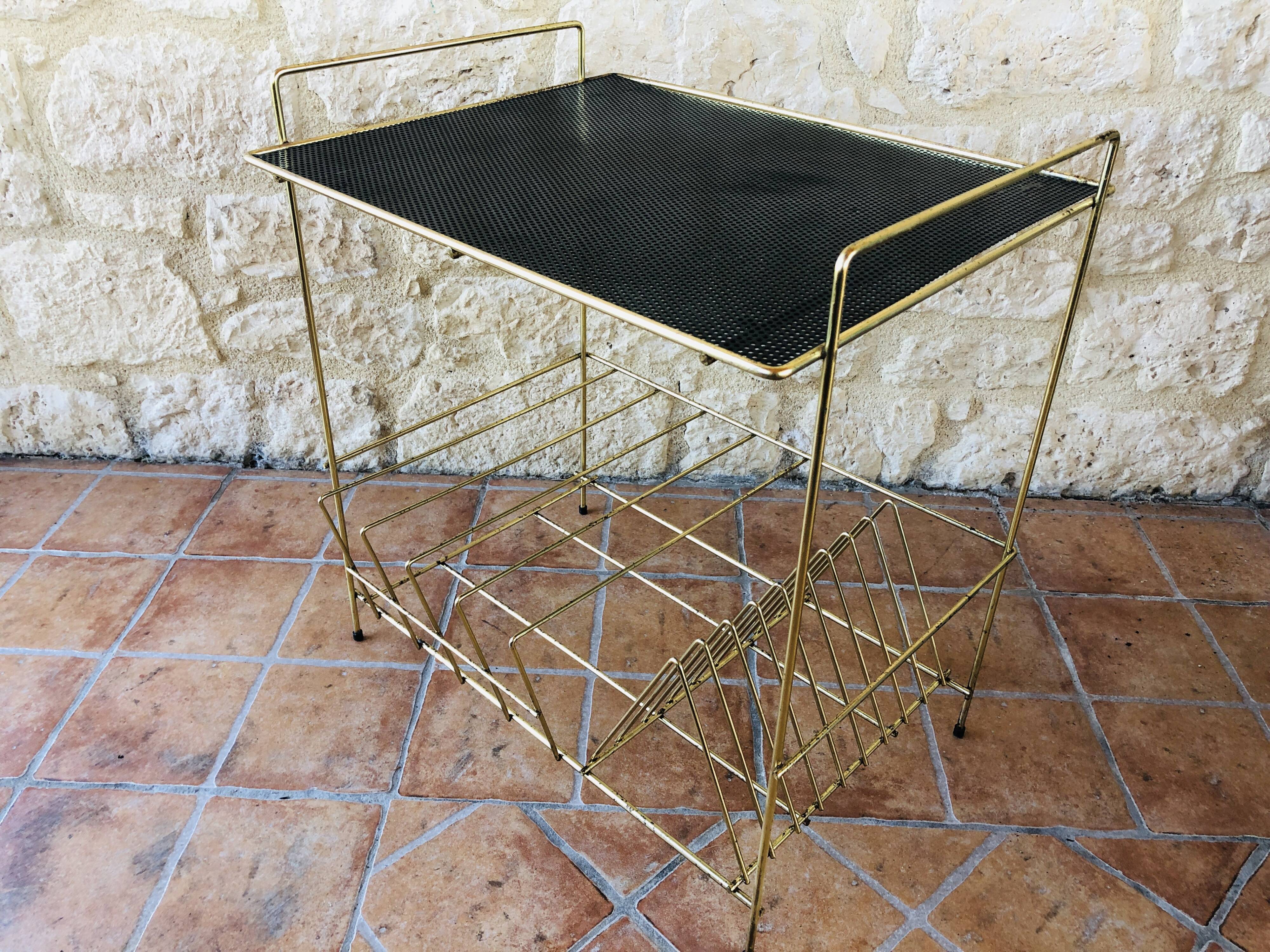Table d'appoint rangement pour vinyl  vintage années 60