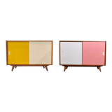 Set of 2 U452 yellow and pink sideboards by Jiri Jiroutek for Interier Praha 1960
