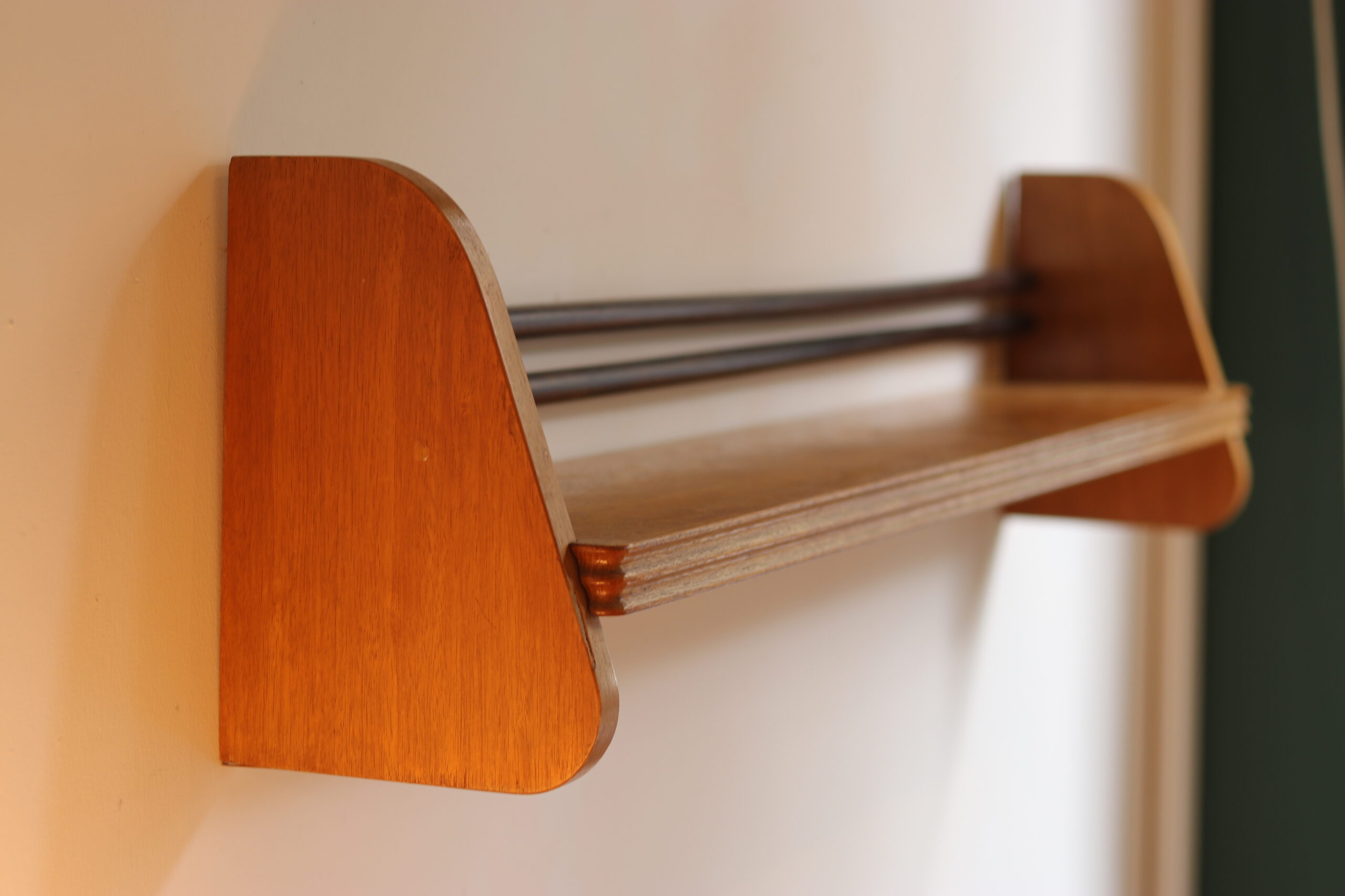 Pair of 1950s wooden wall shelves