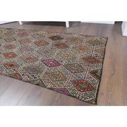 Vintage Turkish Oushak Handmade Wool Cotton Beige Kilim Runner Rug 91x224