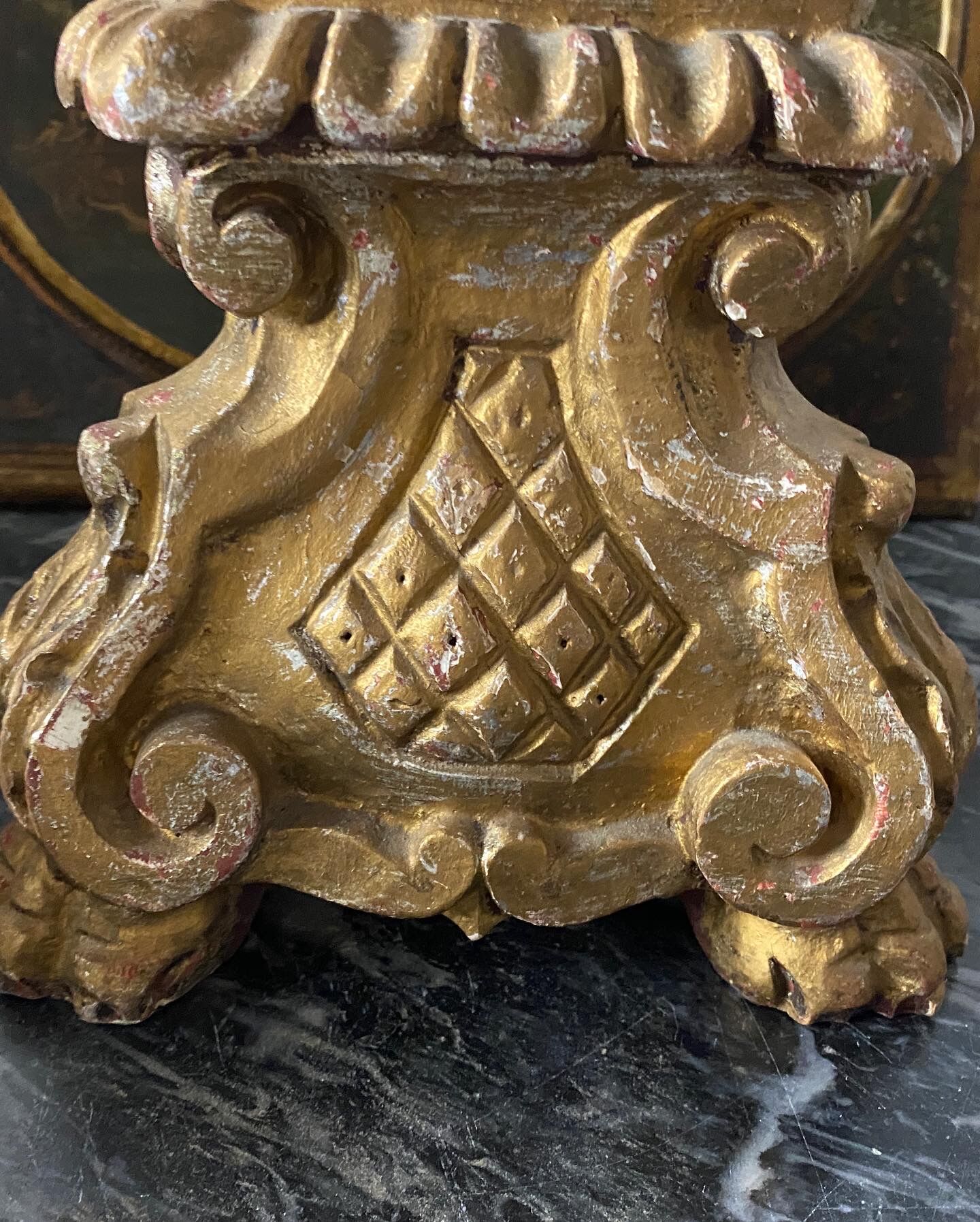 Picnic candle in old gilded wood