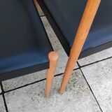 6 vintage faux leather and Scandinavian wood chairs