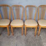4 designer chairs in bent beech ep 1950 Italy