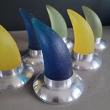 6 vintage horn coat hooks in resin and aluminium
