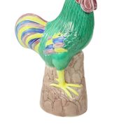 Paire de coqs polychromes émaillés en porcelaine chinoise 34 cm