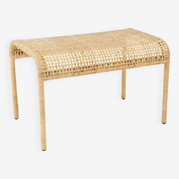 Metal and woven rattan bench