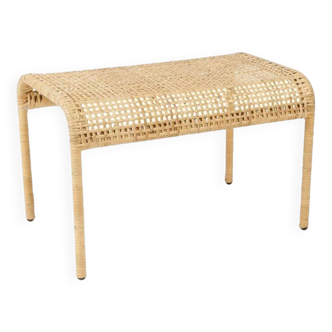 Metal and woven rattan bench