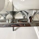 Space Age chandelier, Italian design, chrome and glass