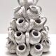 Vintage Tulip Vase with 25 White Glazed Ceramic Amphoras, Italy