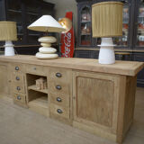 Buffet enfilade à 2 portes et 9 tiroirs en chêne