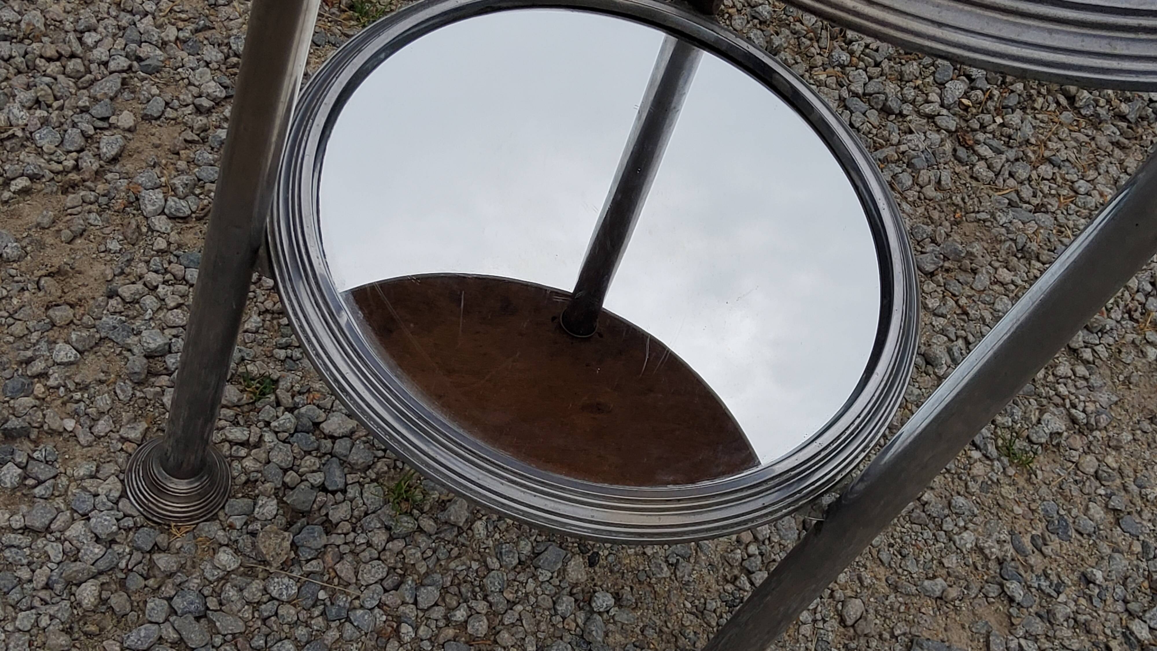 Art Deco side table, end table in chromed metal and mirror, 1930