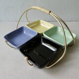 Serving trolley with its 4 bowls and its support, circa 1950