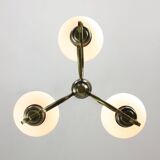 Vintage Italian Brass and Opaline Chandelier