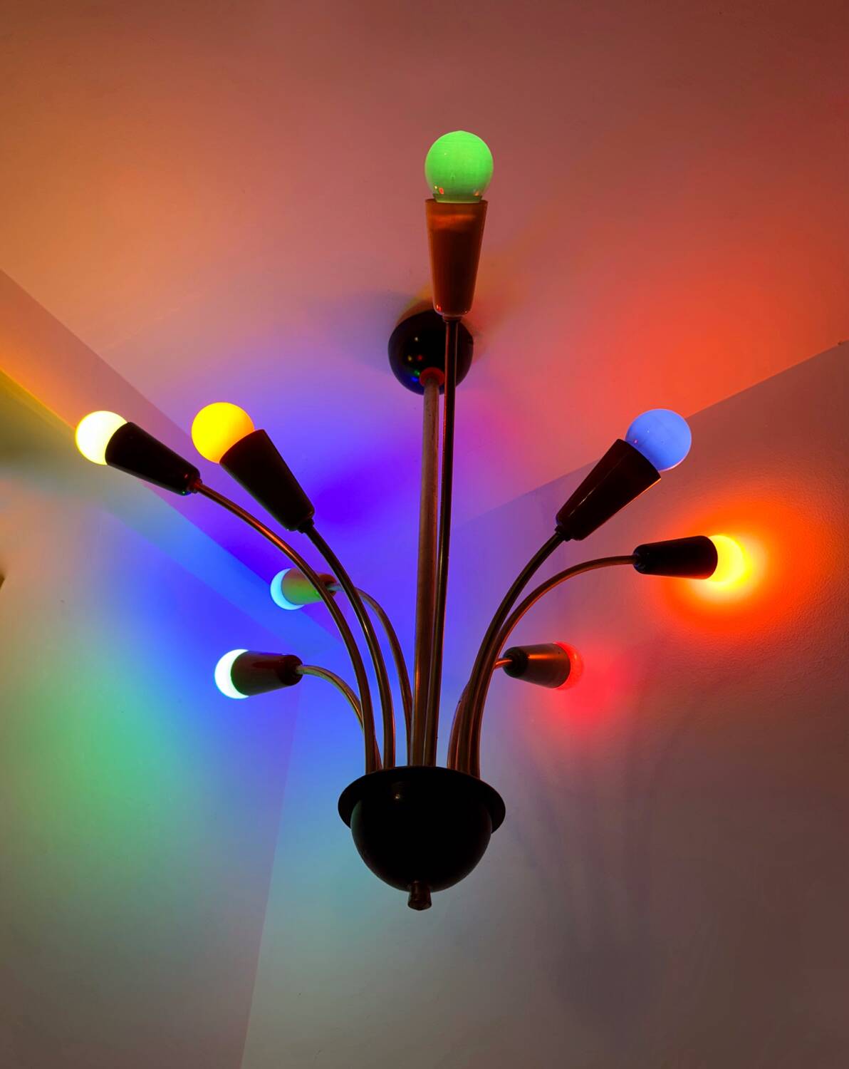 Multicoloured Sputnik chandelier from the 1960s.