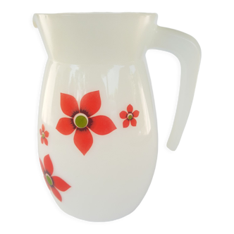 Carafe en opaline fleurs années 70 Arcopal France