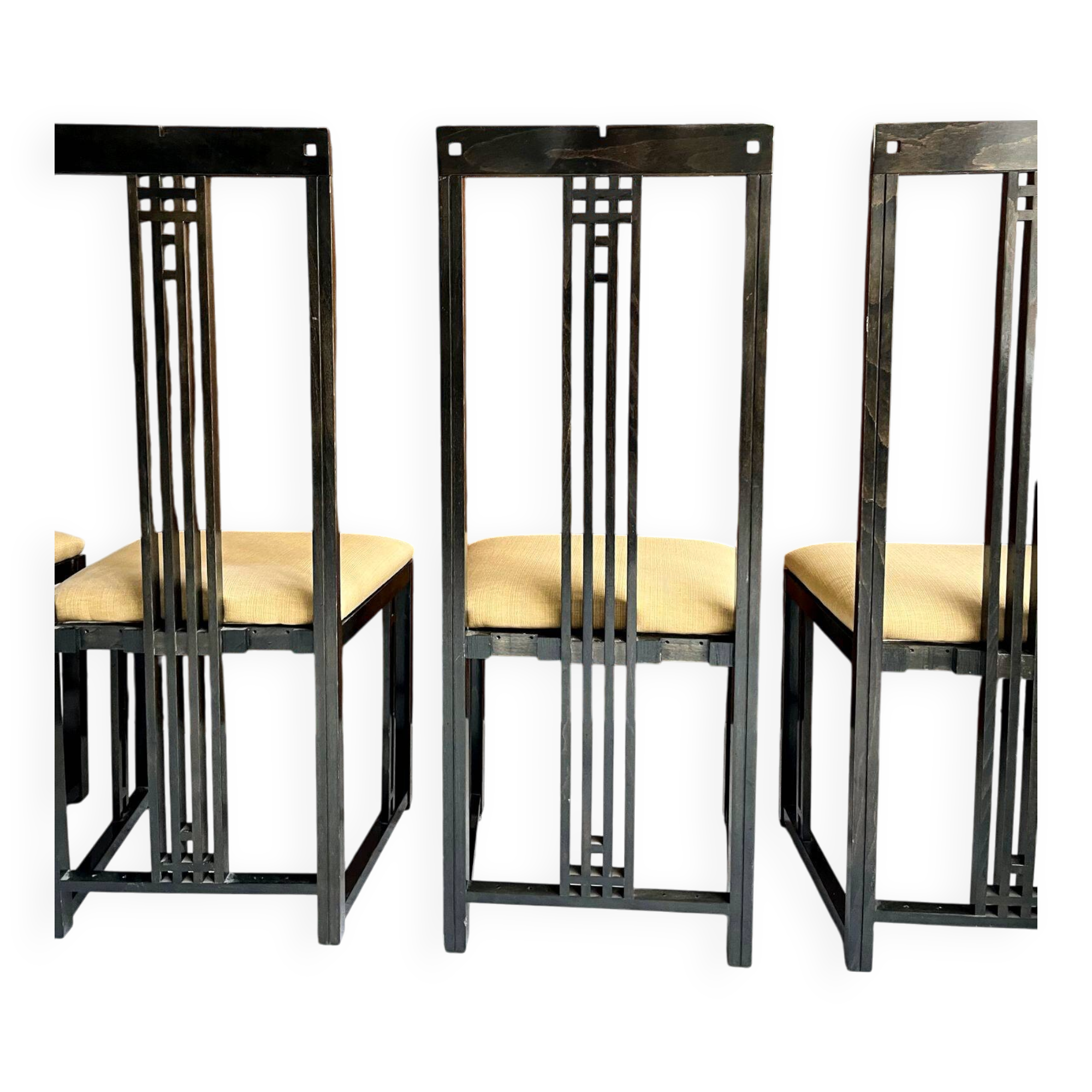 Set of 4 black wooden chairs from the 1970s - "galaxy" model