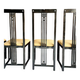 Set of 4 black wooden chairs from the 1970s - "galaxy" model