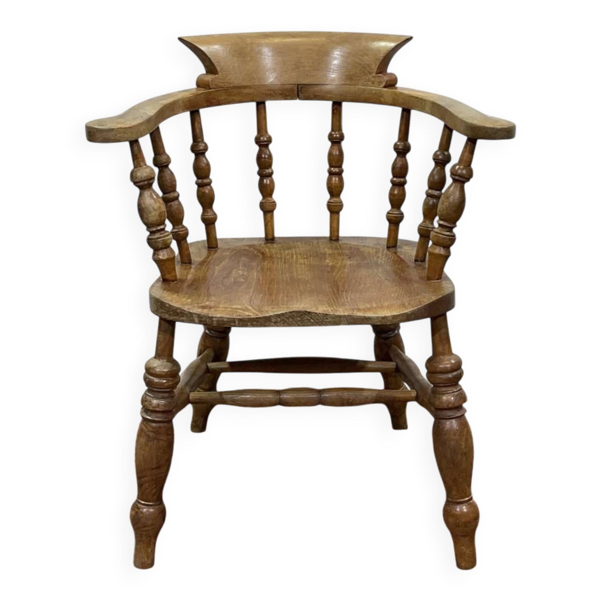 Fauteuil rustique anglais 19ème en orme et hêtre
