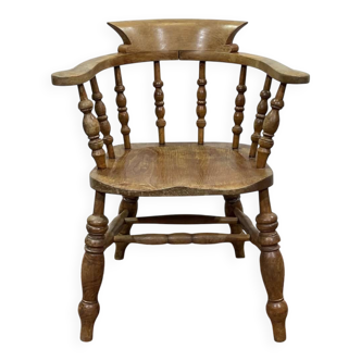 19th-century English rustic armchair in elm and beech.