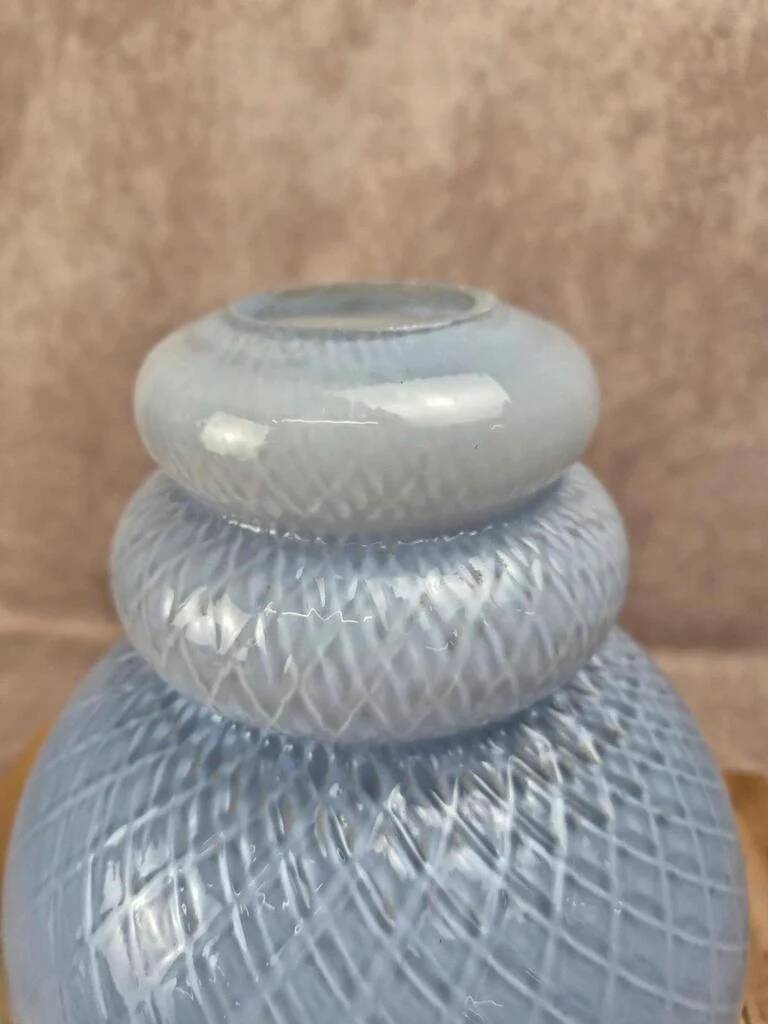 Vintage lampshade in light blue opaline glass – textured milky glass