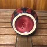 Ancien vase soliflore céramique rouge bleu noir années 70 vintage #a411