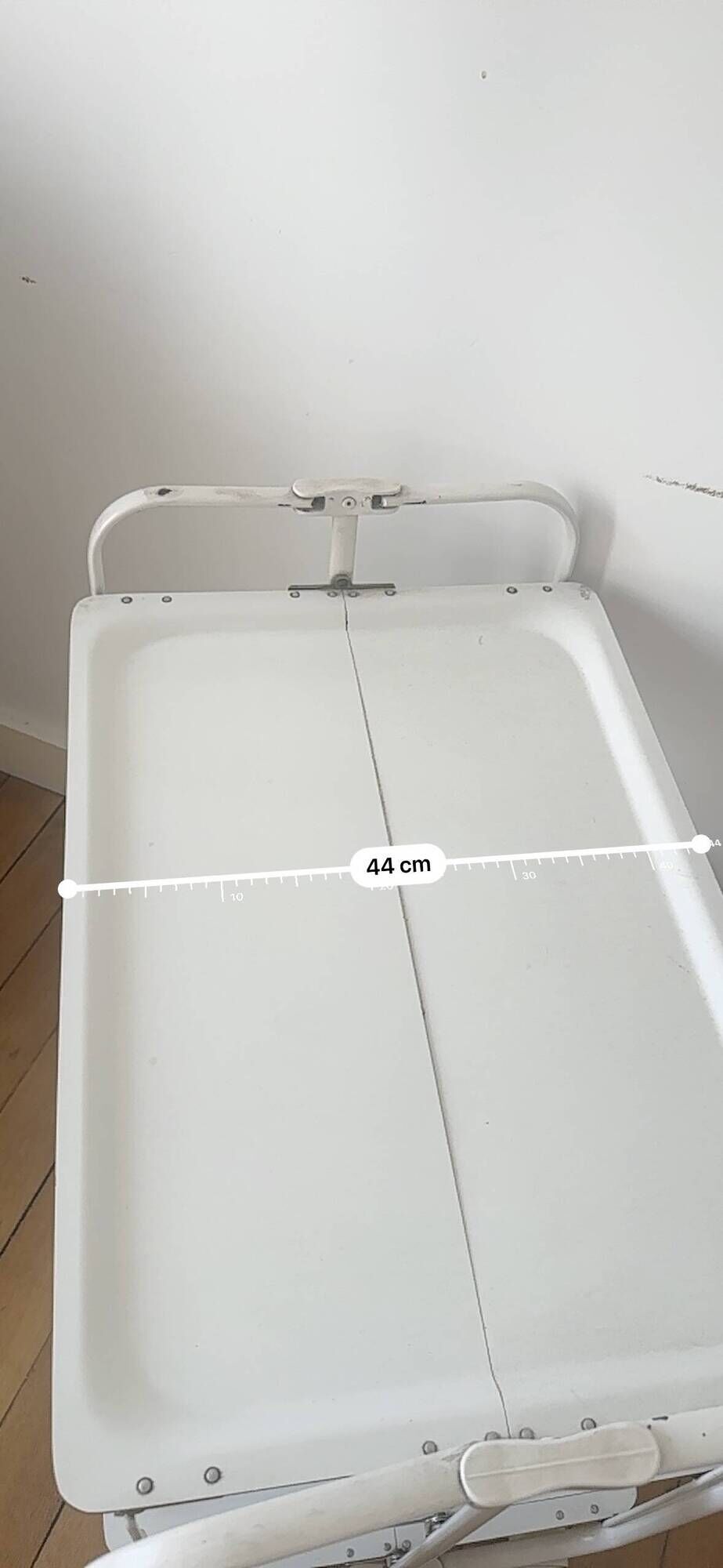 Vintage folding dessert trolley on wheels, 3 white shelves