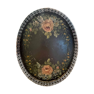 Oval painted tin plateau Napoleon III