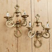 Paire d’appliques murales vintage laiton - 2 bras - Style classique