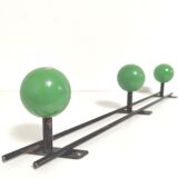 Coat rack hooks balls green wood