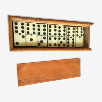 Jeu de dominos ancien os et ébène