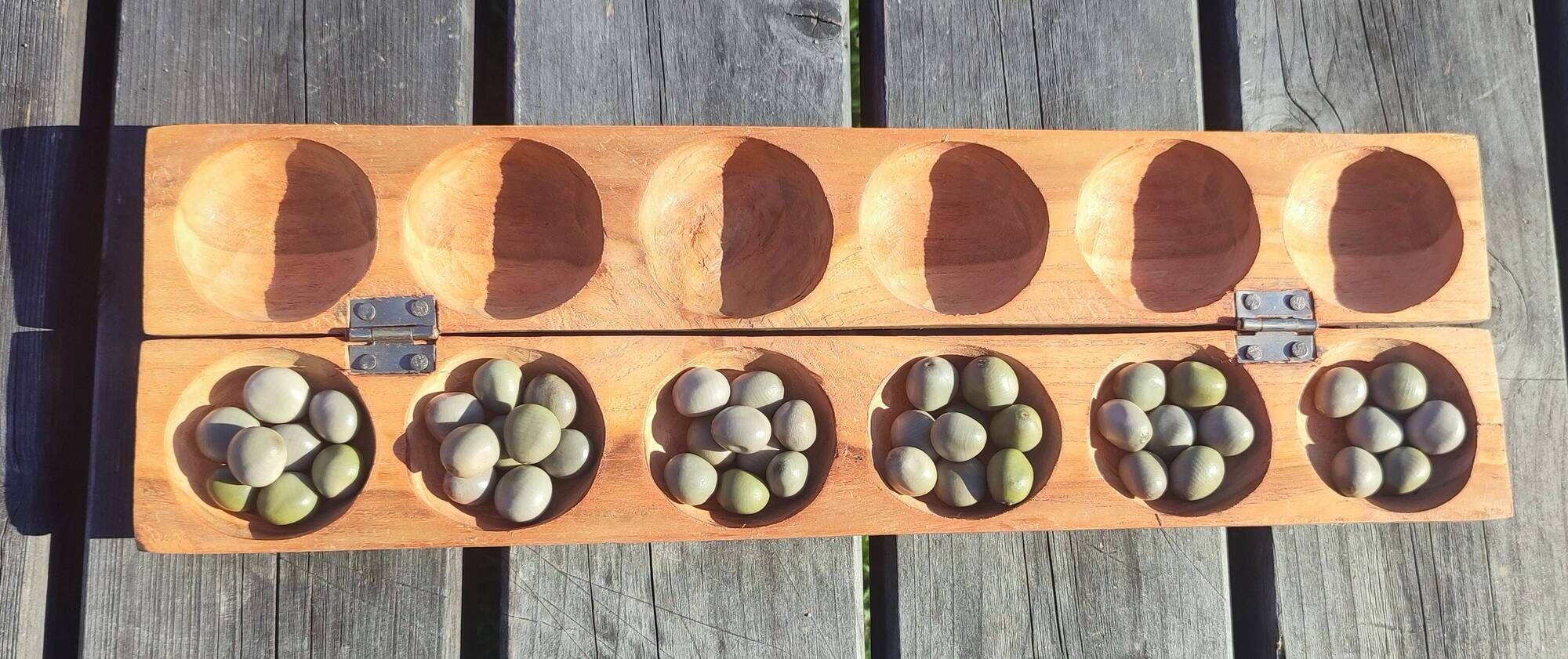 Travel Awalé game carved wood