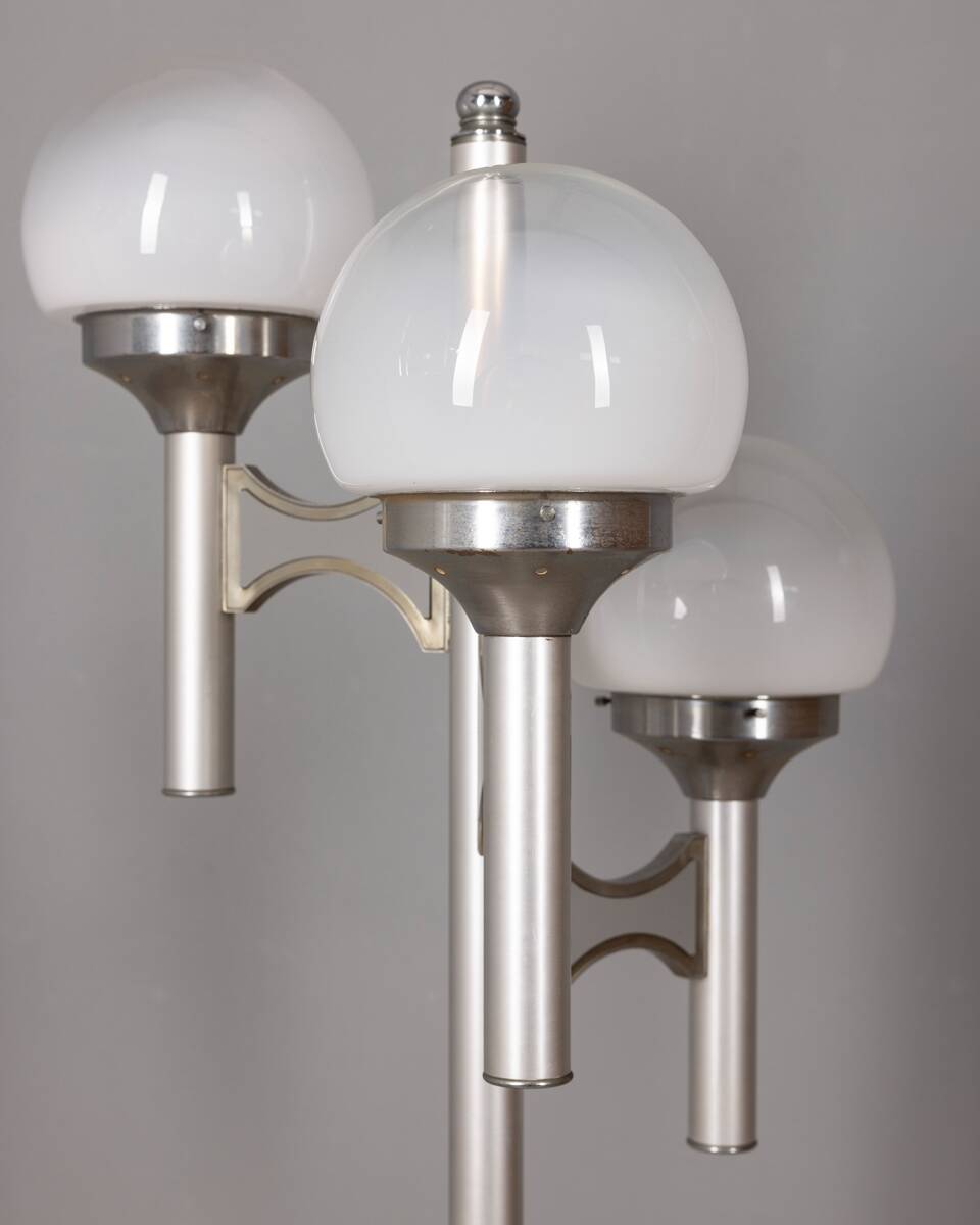 Lampadaire vintage années 70 à trois lumières en verre, design sciolari
