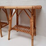 Paire de chevets en rotin vintage