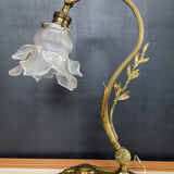 Bronze and glass paste swan neck lamp from the 1960s.