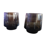 Pair of whiskey glasses/smoked thick glass cocktail - 1960s/1970s