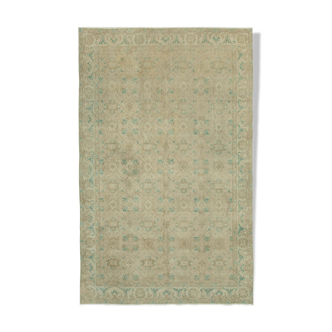 Handmade distressed oriental beige rug 180 cm x 287 cm