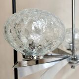 5-light chandelier in chromed metal and cracked glass