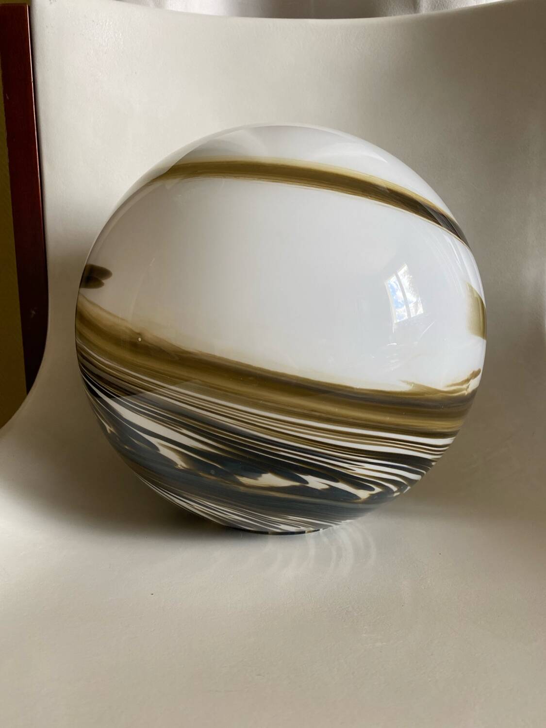 Marbled blown glass globe lampshade