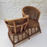 Vintage rattan confidant sofa