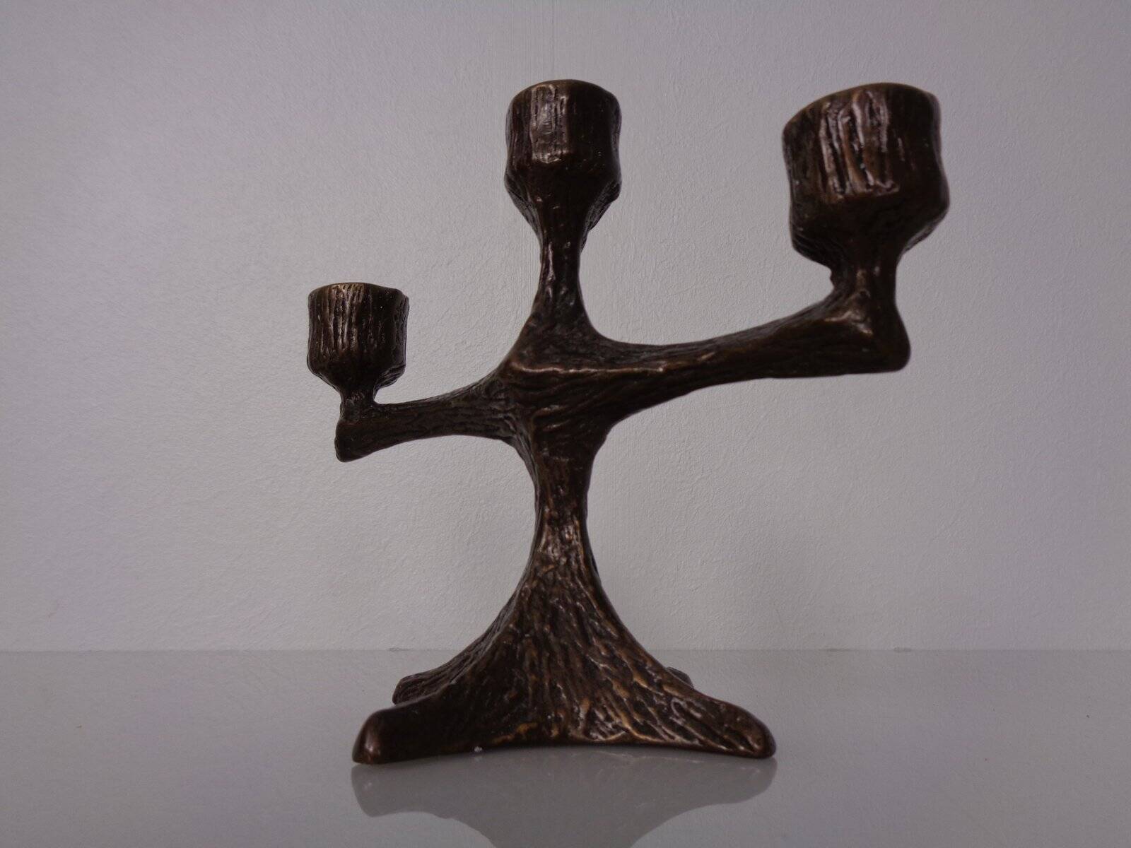 Brutalist Bronze Candleholder, 1960s
