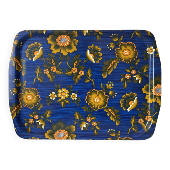 Vintage rectangular floral tray Platex