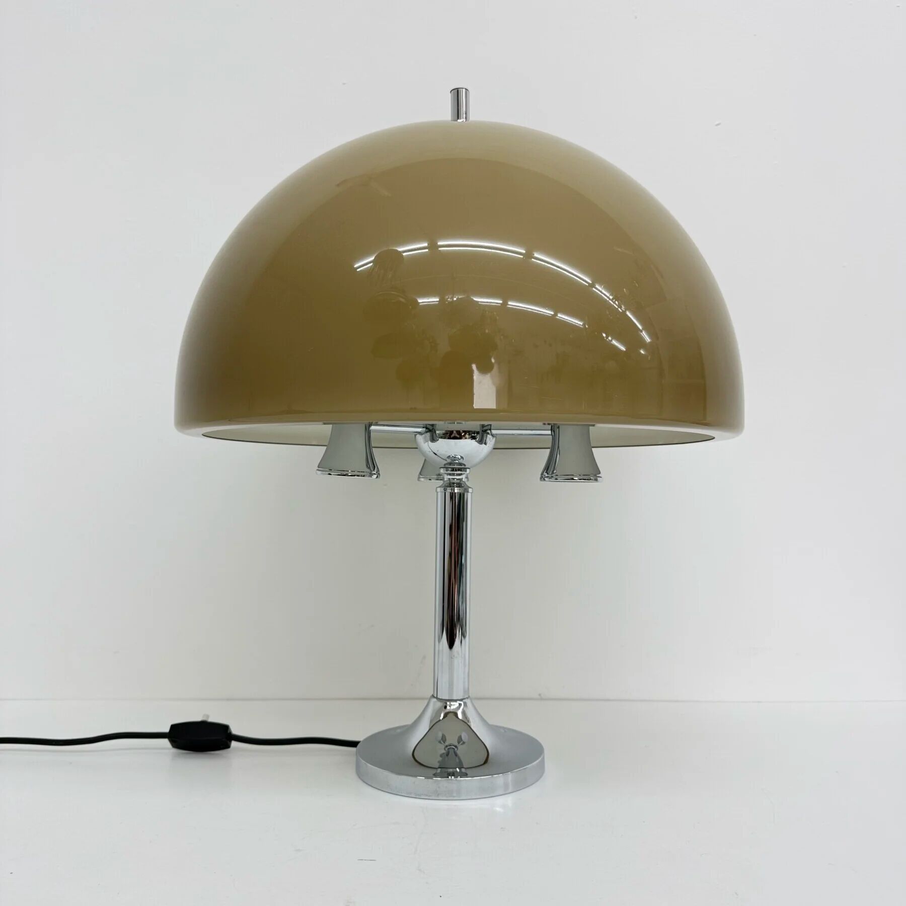 Mid-century mushroom table lamp with chrome base, 1970s